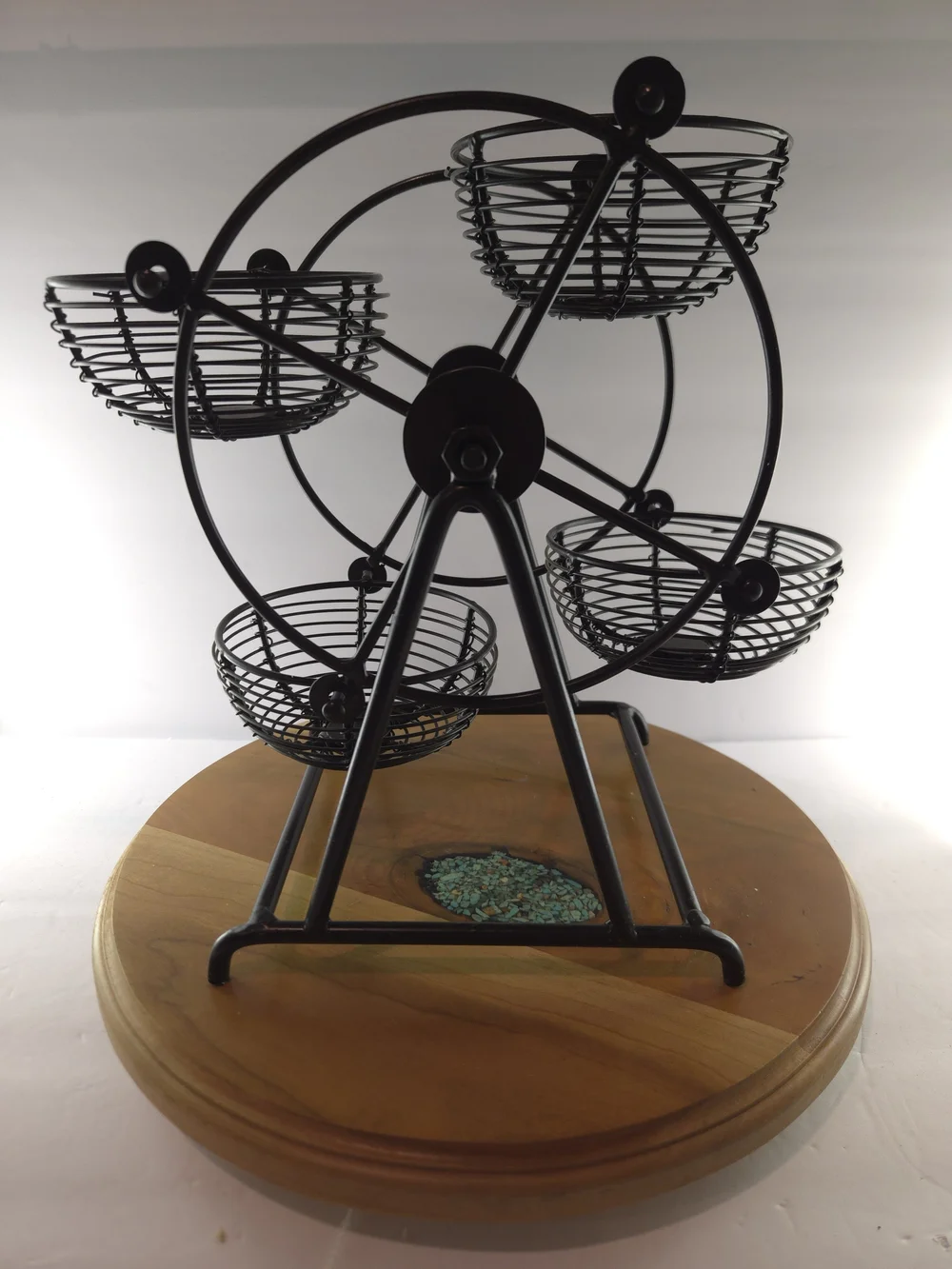 Black Metal Ferris Wheel Basket Decorative Stand, Candy/Condiment Server
